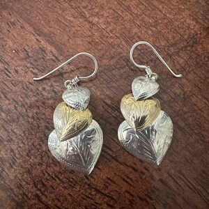 Signed, Sterling Silver Heart Earrings